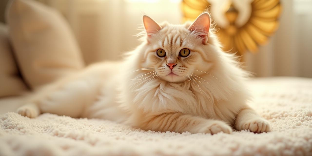 A well-groomed Maine Coon cat looking relaxed in a luxury spa setting