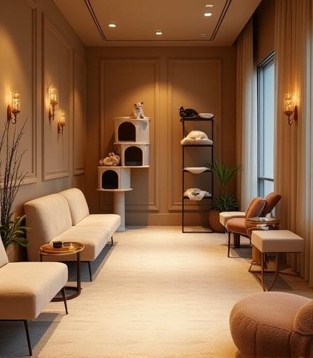 Luxurious cat waiting area